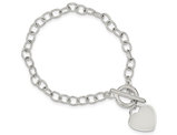 Classic Sterling Silver Toggle Heart Tag Charm Bracelet